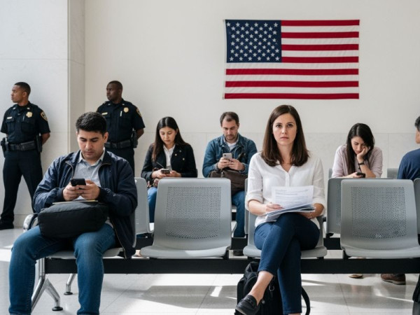 Warten auf das Interview im US-Konsulat